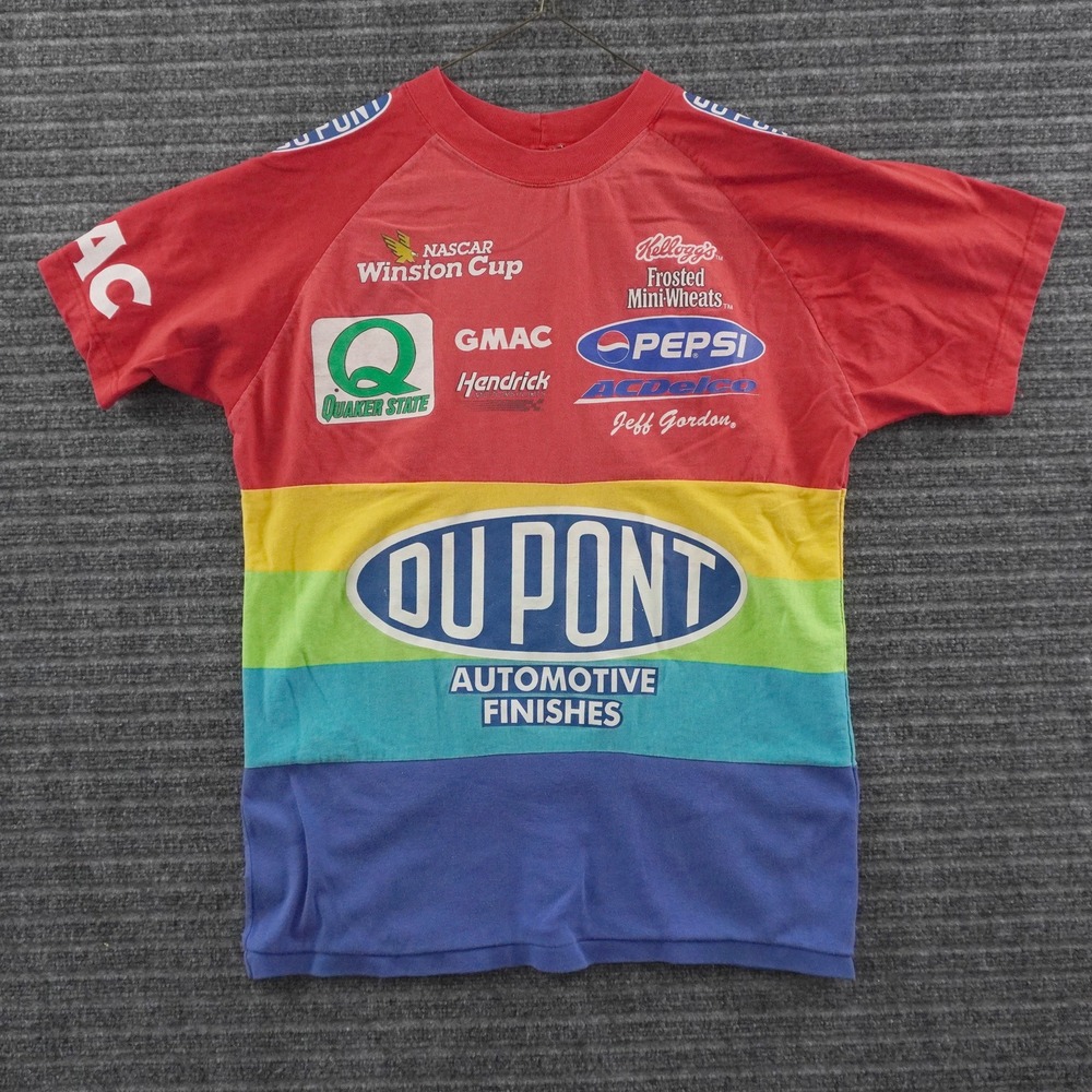Vintage Chase Racewear Jeff Gordon NASCAR T-Shirt Mens M Red Rainbow DuPont 24